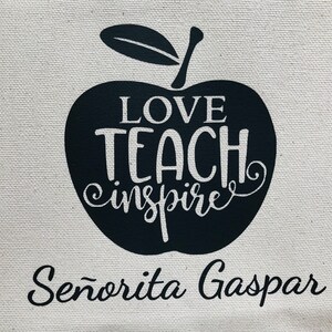 Teacher Canvas Tote Bags, Personalized Custom Teacher Totes, Teacher Gift, Book Bag, Best Teacher Ever