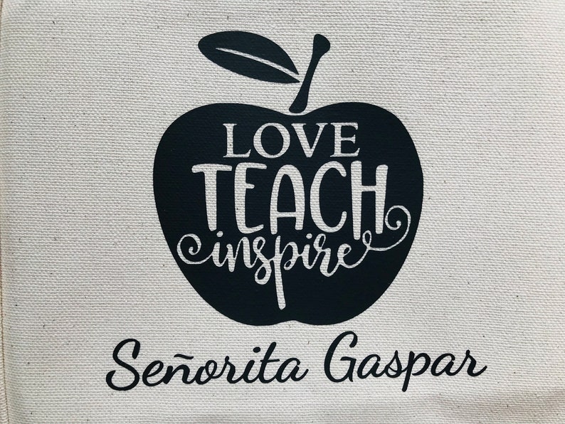 Teacher Canvas Tote Bags, Personalized Custom Teacher Totes, Teacher Gift, Book Bag, Best Teacher Ever