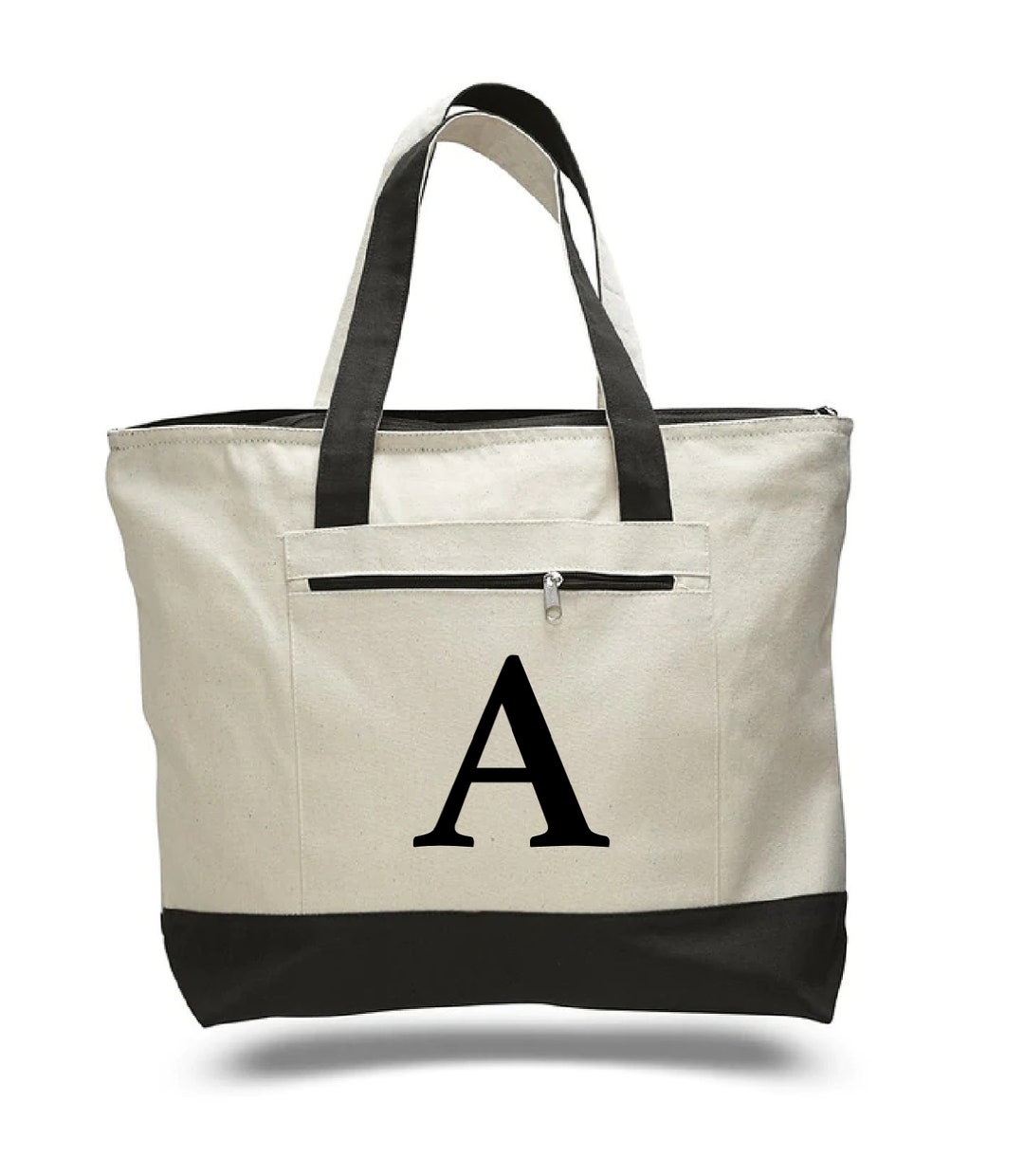 Custom Canvas Tote Bags With Initials, Monogram Design, Personalized
