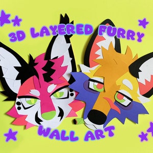 3D Layered Neon Paper Furry Wall Art