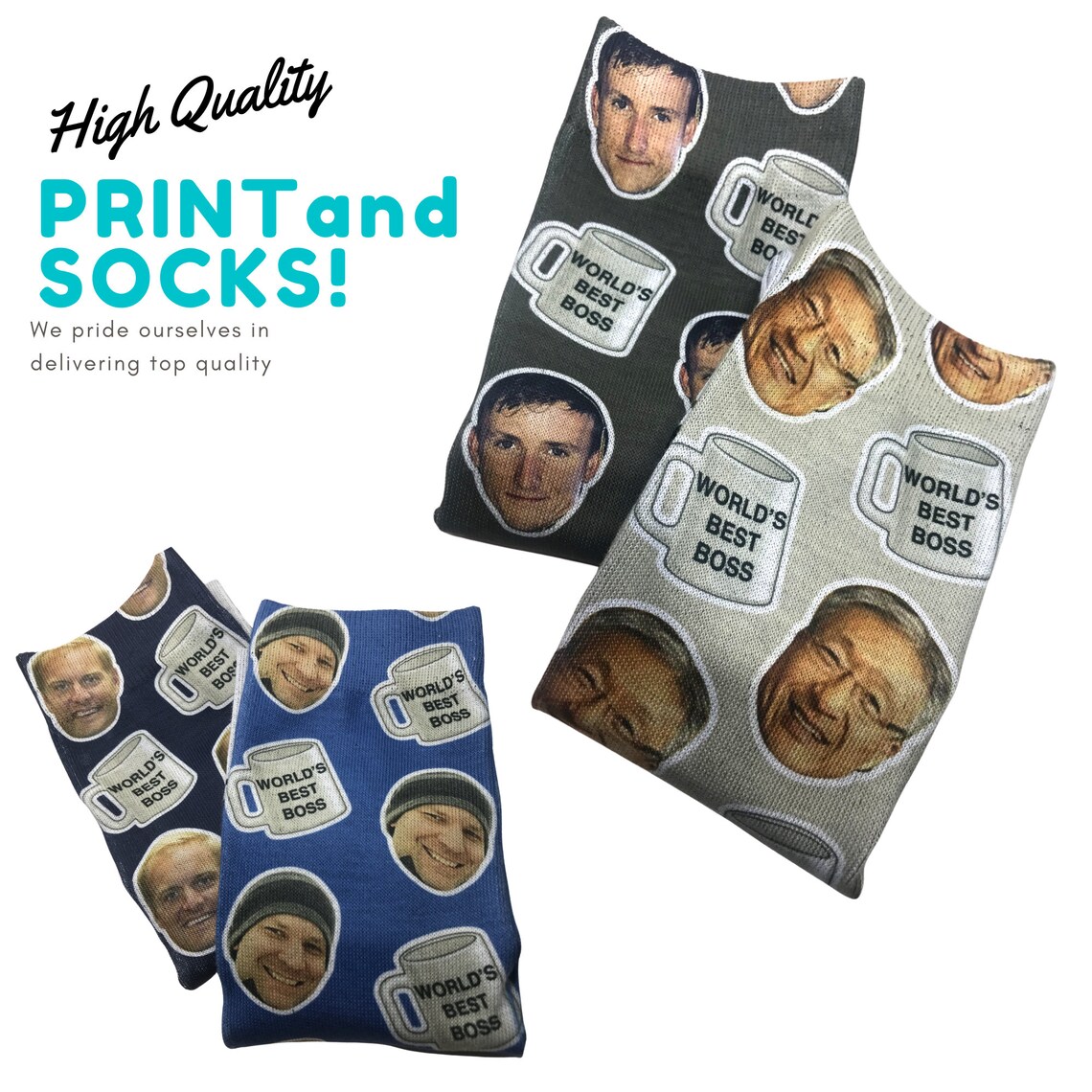 Best Boss Gift Socks Socks with Pictures Personalized Gift Etsy