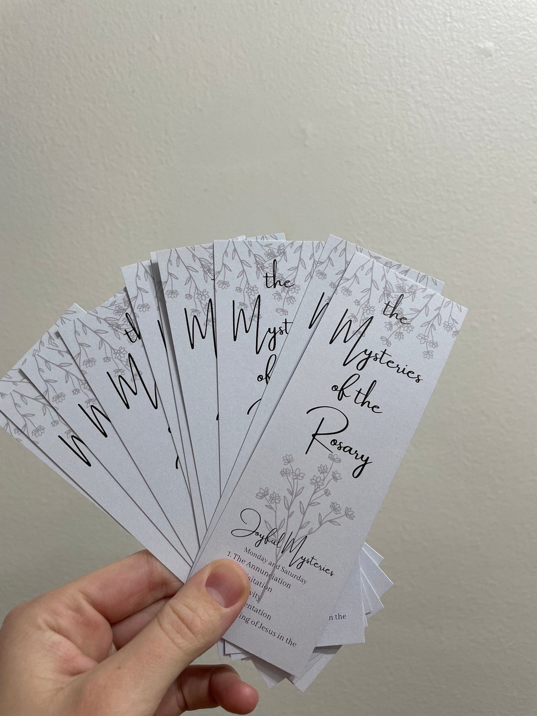 10 Mysteries of the Rosary Bookmarks: Catholic Gift (set of 10) - Etsy