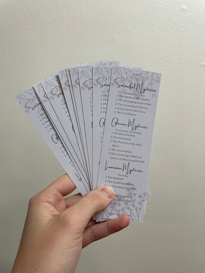 10 Mysteries of the Rosary Bookmarks: Catholic Gift (set of 10) - Etsy