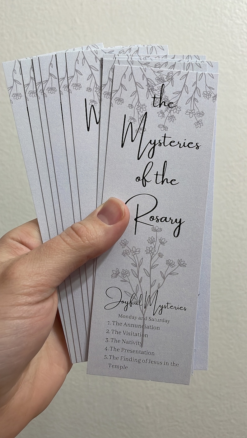10 Mysteries of the Rosary Bookmarks: Catholic Gift (set of 10) - Etsy