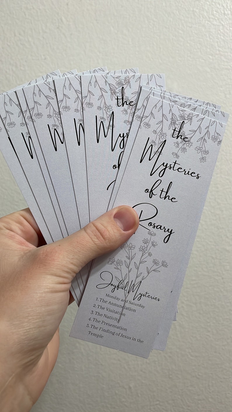 10 Mysteries of the Rosary Bookmarks: Catholic Gift (set of 10) - Etsy