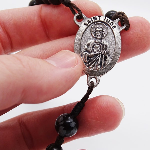 St. Jude Rosary | Simple Rosary | Holy Rosary | Black Wooden Rosary | Saint Jude Rosary | Roman Catholic Rosary | Madie Grace Designs