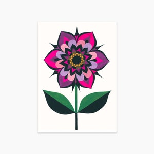 Psychedelische Blumenpostkarte