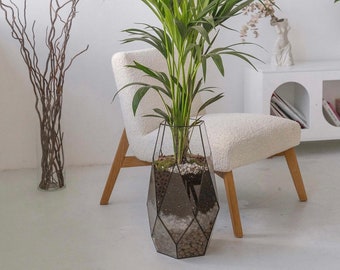 Terrario in vetro fatto a mano: decorazione per la casa, composizione geometrica (senza piante)