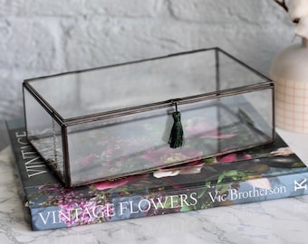 Glass Geometric Storage Box, Wedding KeepsakeGlass, Boho Wedding, Glass Jewelry Display Box | Bridesmaids Gift, Gift for her