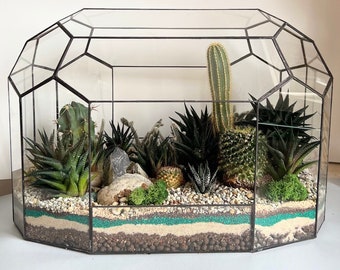 Glass terrarium "Mercury" – Home decor, birthday gift, container for succulents, home office decor, gifts for gardeners