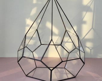 Geometric glass terrarium florarium "Rain" – Tiffany technique/ Home decor, wedding decor,  container for succulents/ Birthday gift