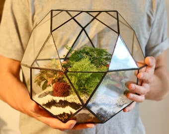Succulent Glass Terrarium – Handmade Geometric Florarium, Home Decor