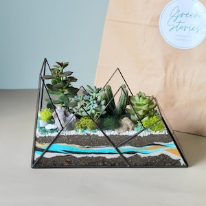 Glass terrarium "Alps" – Minimalist home decor, unique handmade Birthday gift, personalized gift