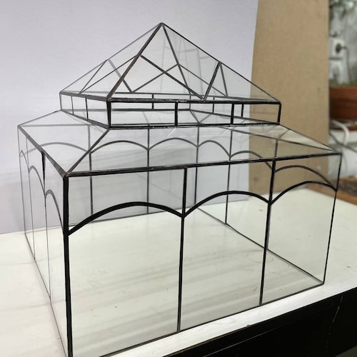 Geometric Glass Terrarium Florarium big House Etsy