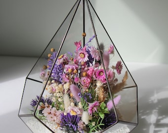 DIY Terrarium Kit with Dried Flowers - Bring Nature Indoors! Creative personalized gift, Minimalist decor, Handmade living room decor