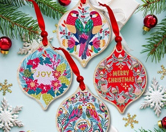 Christmas Ornaments - Australian Christmas Tree Ornament, Christmas Baubles, Set of 4 Wooden Ornaments, Tree Decorations, Christmas Gift