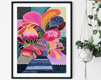 oil painting abstract flowers . abstract impressionist flower painting Serene floral art flower vase modern still life