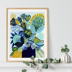 Australian Native Flowers, Wall Art Prints, Abstract Art, Botanical Prints, Wall Decor, Protea Print, Giclee Print, Modern Art, Kirsten Katz