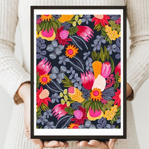 Australian Native Flowers Wall Art Prints Abstract Art Etsy Australia
