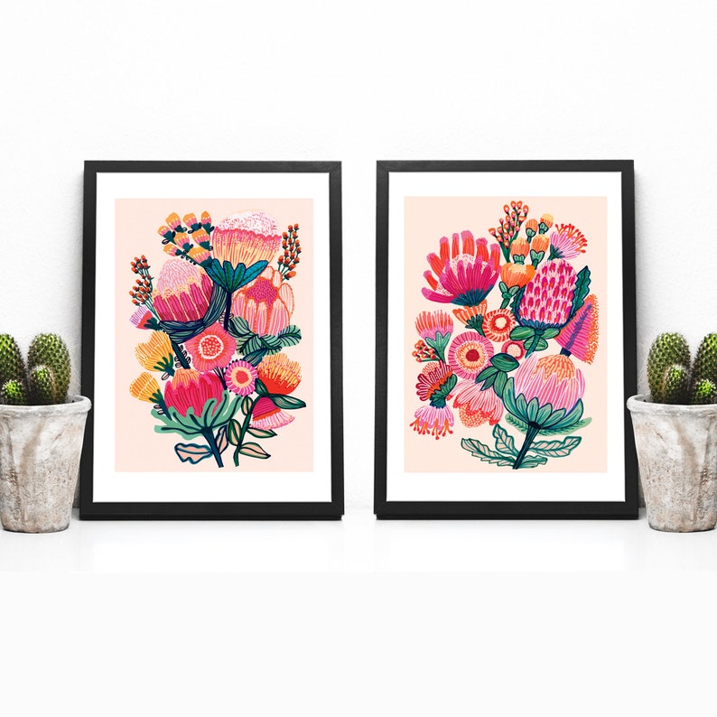 Australian Flowers Botanical Wall Art Prints Flower Wall Art Etsy