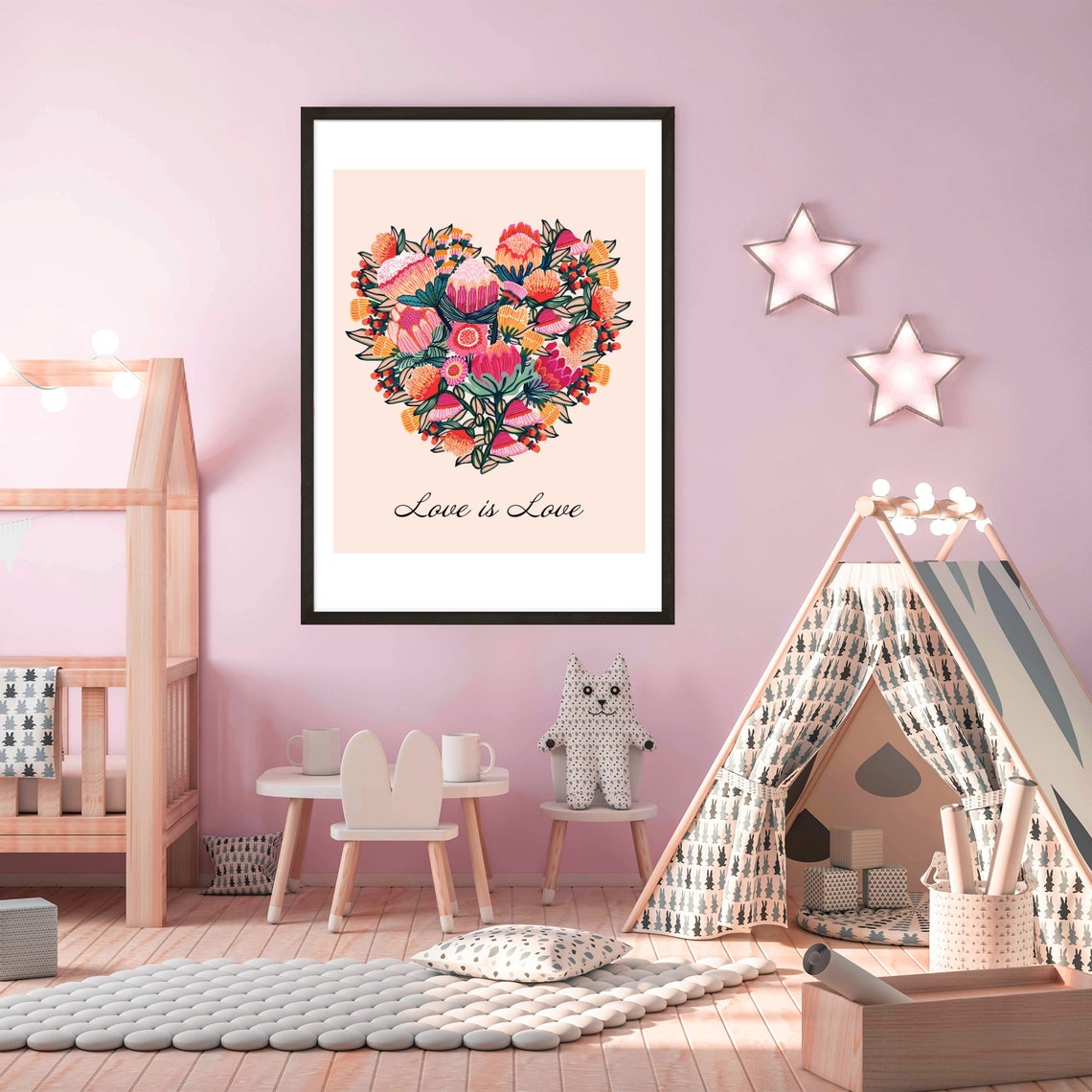 Love is Love Wall Art Print Botanical Wall Art Love Heart Etsy Australia