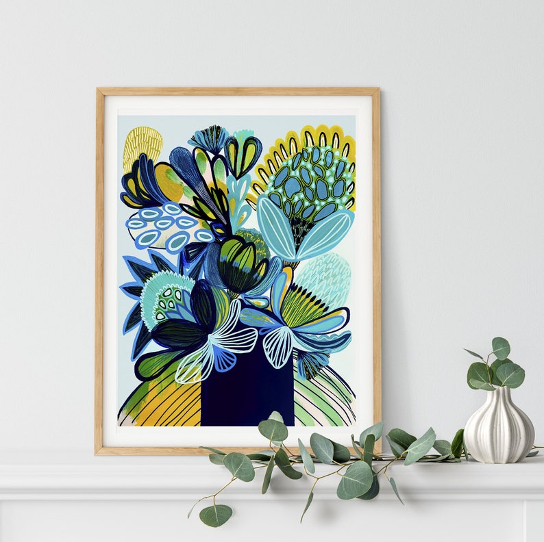 Australian Native Flowers Wall Art Prints Abstract Art Etsy