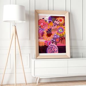 Australian Flowers Giclee Print, Abstract Floral Vase Art image 9