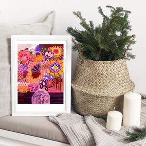 Australian Flowers Giclee Print, Abstract Floral Vase Art image 6