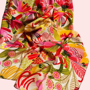 Modern Floral Silk Scarf, Cotton Silk Scarf, Ladies Silk Shawl, Garden of Eden Designer Silk Scarf, Gift for Her, Kirsten Katz Silk Scarves image 6