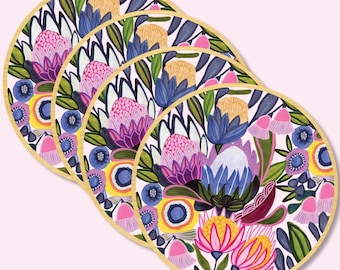 Protea Magnifica Australian Wooden Coaster Set