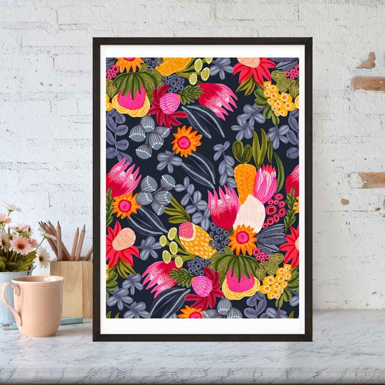 Australian Flowers Wall Art Print Native Aussie Flora Wall Etsy