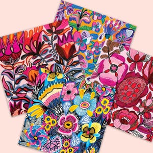 Lot de 4 cartes Rosa Botanica
