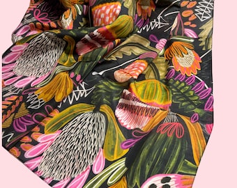 Australian Banksia Print Silk Scarf, Ladies Cotton Scarf, Silk Shawl, Silk Head Scarf, Designer Scarf, Gift for Her, Kirsten Katz Scarves