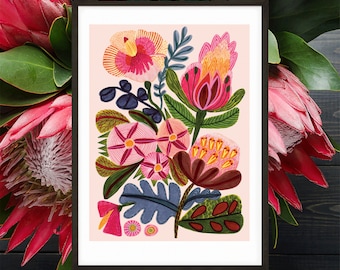 Paradisio Flowers Botanical Art Print