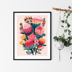 Australian Art Gift Set, Christmas Gifts for Her, Botanical Wall Art Print, Australian Flowers Tea Towel, Australian Souvenirs, Kirsten Katz image 3