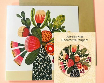 Aussie Natives Magnet & Card Gift Set