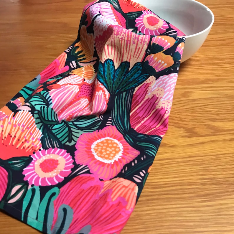 Tea Towel Australian Flowers Protea Print Botanical Print Etsy