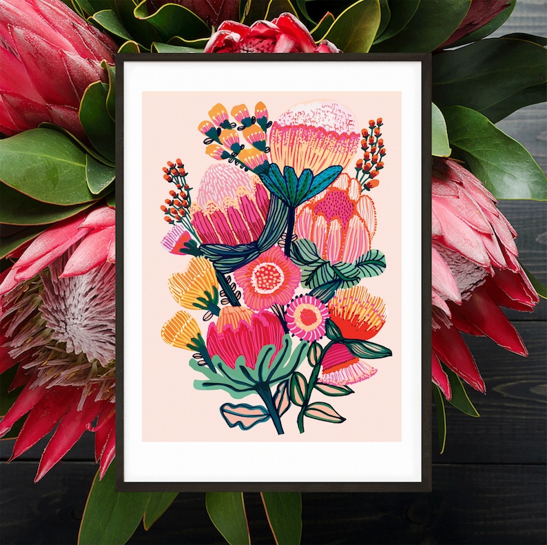 Australian Flowers Botanical Wall Art Print Native Aussie Etsy