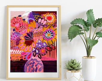 Australian Flowers, Wall Art Print, Abstract Painting, Modern Wall Art, Abstract Art, Flower Wall Art, Original Art, Giclee Print