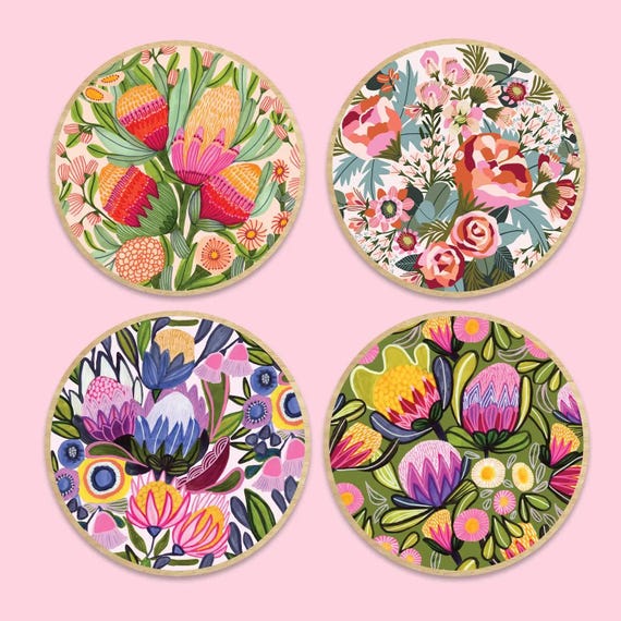 Proteas & Gum Blossoms Magnet Set, Australian Made - Etsy