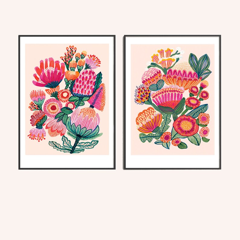 Australian Flowers Wall Art Prints Botanical Prints Wall Etsy