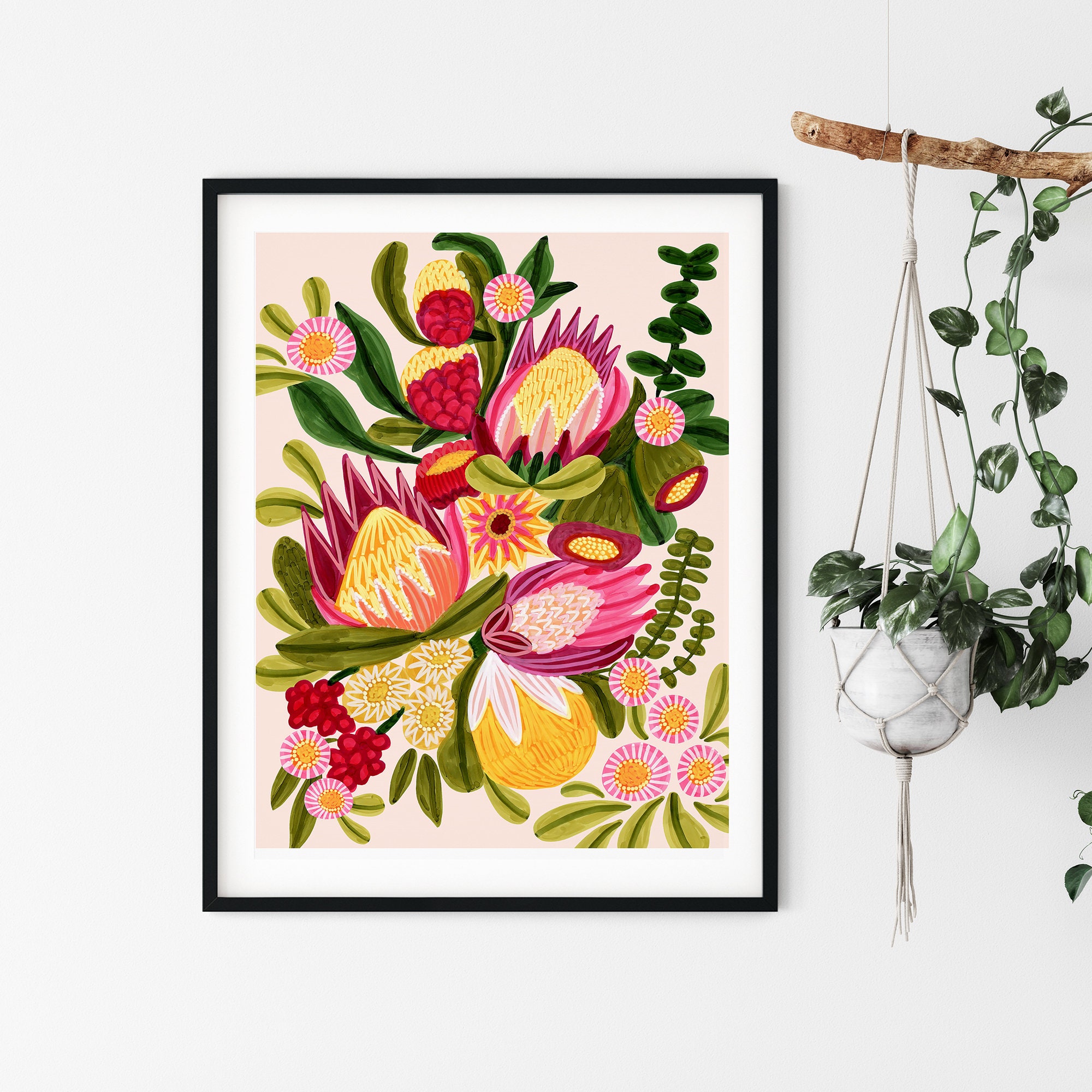 Botanical Wall Art Australian Flowers Art Print Flower Wall Etsy