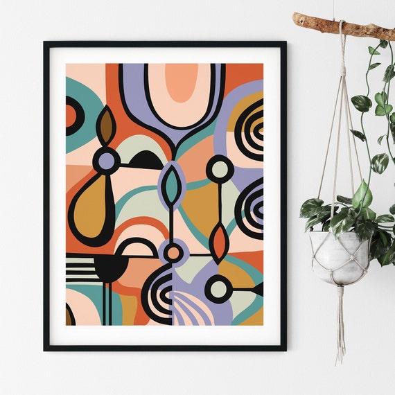 Mid Century Modern Art Print, Geometric Abstract, Kirsten Katz