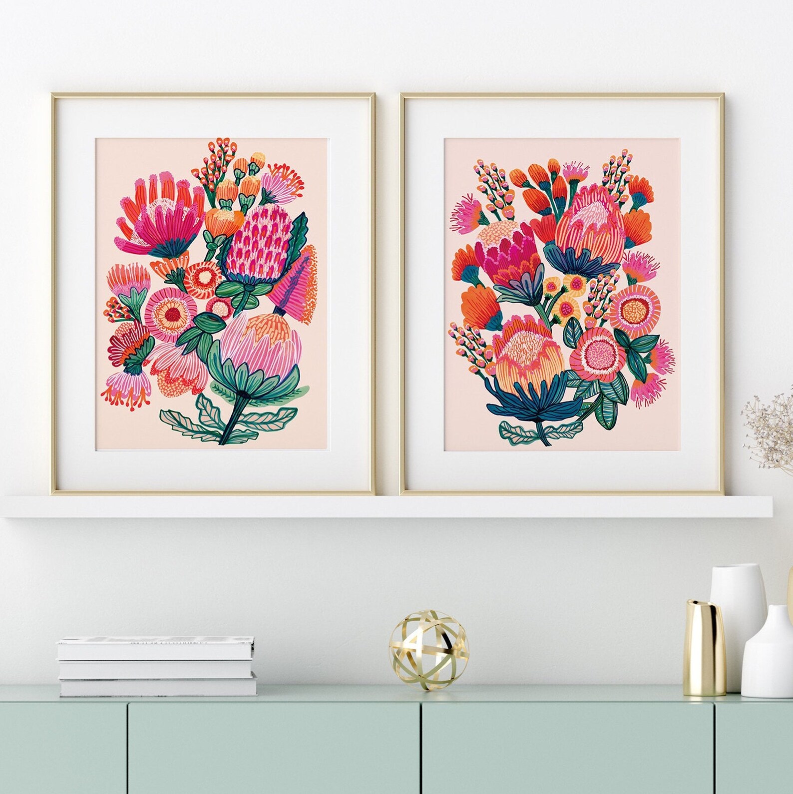 Australian Native Flowers Wall Art Set Botanical Wall Art Etsy