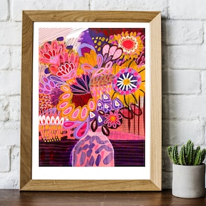 Australian Flowers Giclee Print, Abstract Floral Vase Art image 2