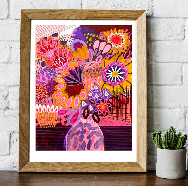 Australian Flowers Art Print Abstract Painting Modern Wall Etsy