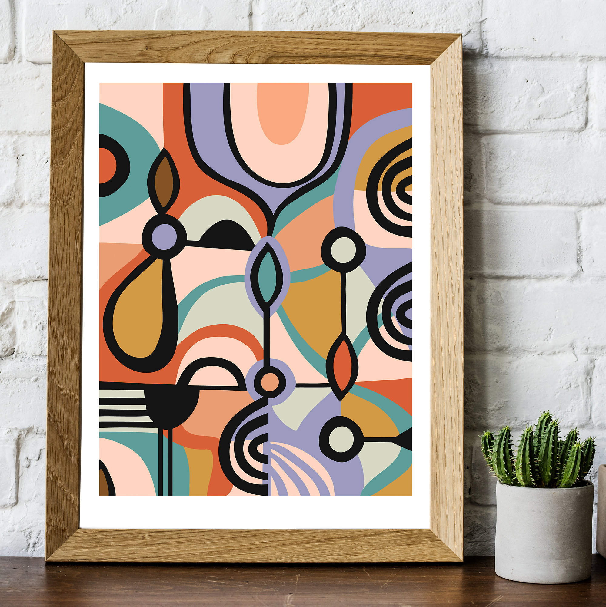 Mid Century Modern Art Print, Geometric Abstract, Kirsten Katz - Etsy
