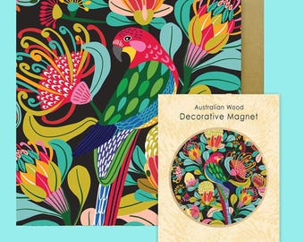 Rosella Bird Magnet & Card Gift Set, Australian Souvenir