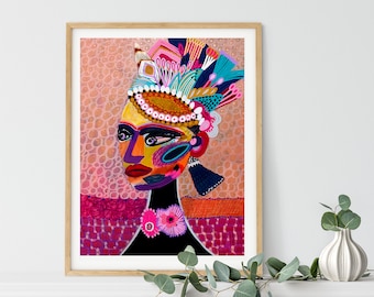 Modern Wall Art, Female Power Art, Abstract Art, Girl Power Art, Princess Wall Art, Gift For Her, Giclee Print