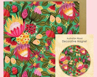Festive Proteas Magnet & Card Gift Set, Australian Souvenir